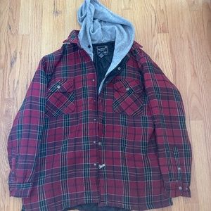 Two in one flannel hoodie jacket